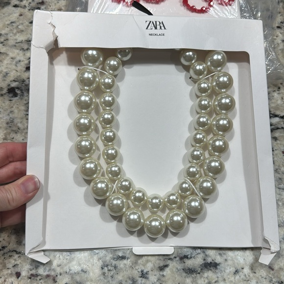 *NEW* ZARA DOUBLE FAUX PEARL BEAD NECKLACE - Picture 4 of 4